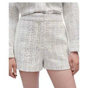 Maje Ivory Tweed Sequin High-Waist Shorts